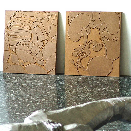 Reliefplatten; MDF beschnitzt