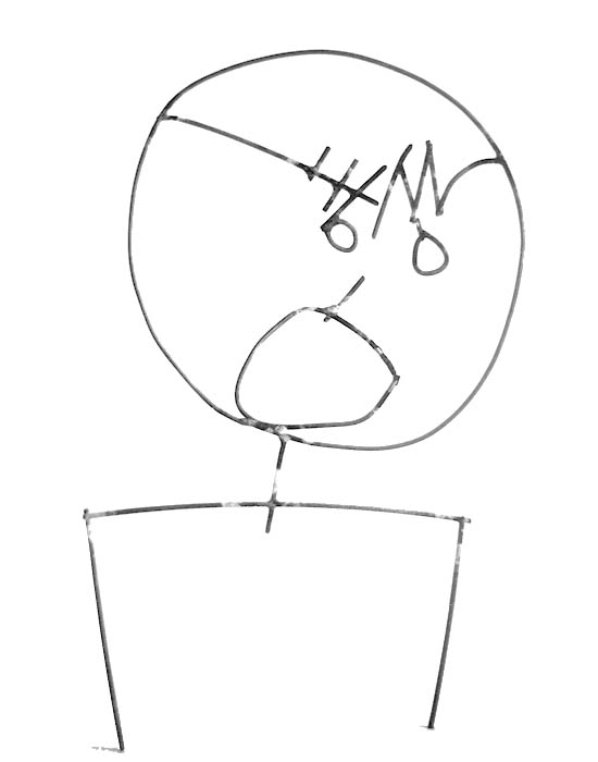 Kindskopf, Draht, Höhe ca. 23cm