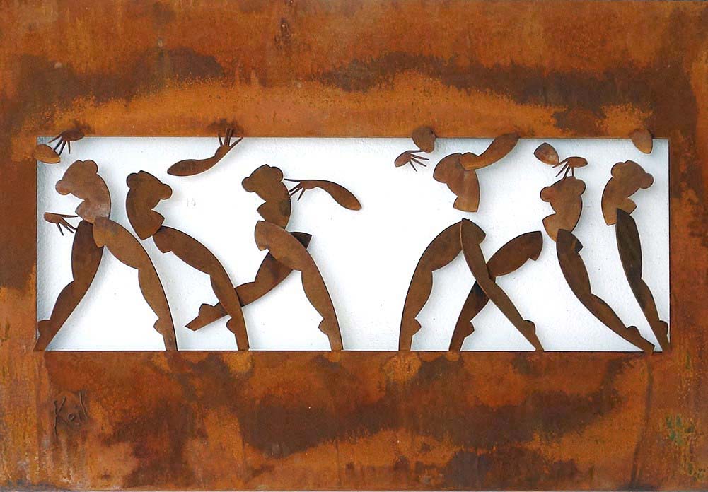 Lebensreigen, Wandskulptur, Stahl, 135x95cm